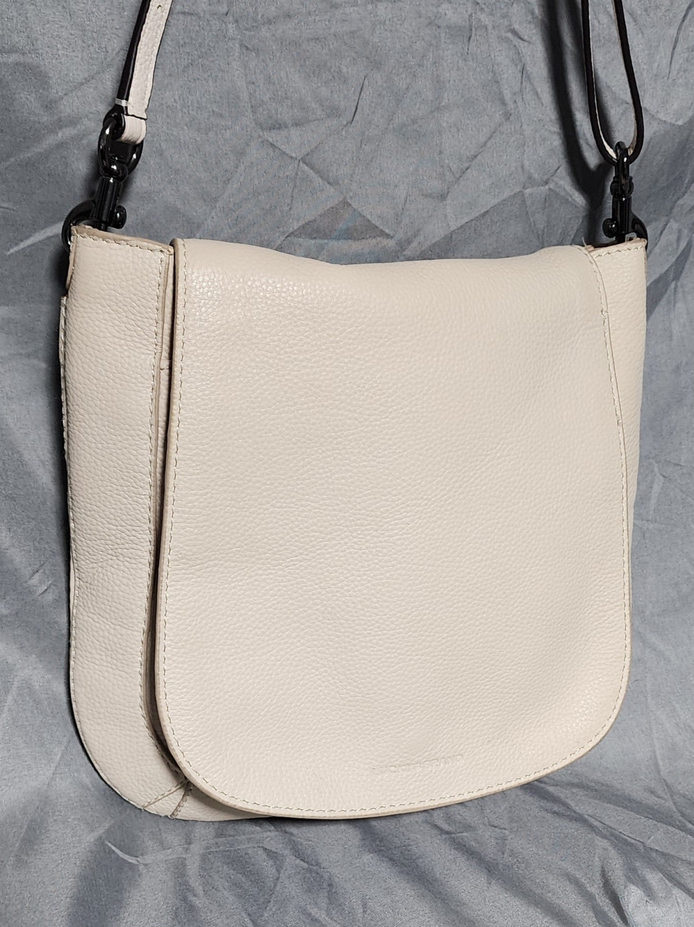 Lucky Brand Rori Ivory Leather Flap Closure Crossbody Bag Purse